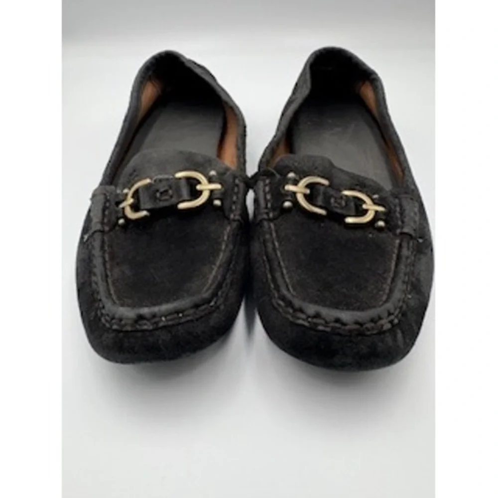 DONALD PLINER Viky Loafers 7M Black Suede Horsebit Driving Shoes Classic Luxury
